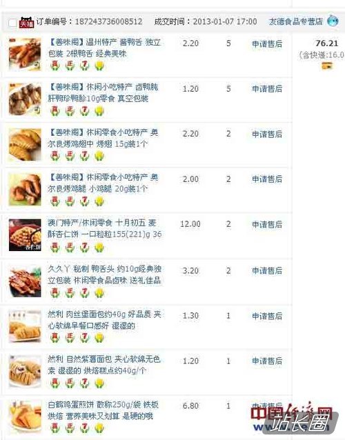 消费者天猫购货凭证（天猫截图 中国经济网发/王小姐提供）